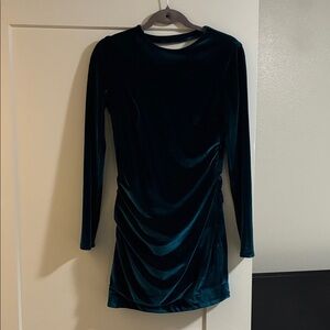 House of CB green teal turquoise velvet dress size S NWT